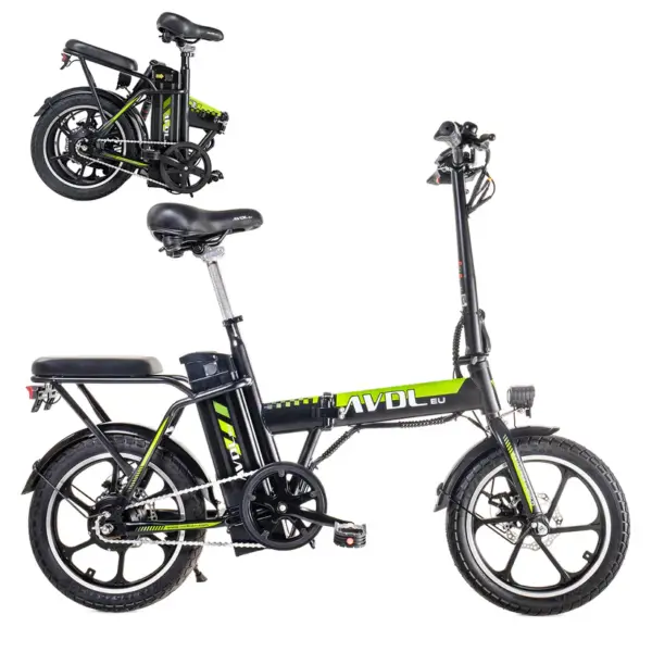 AVDLEU - Vélo Électrique Pliable - Roues 16" - Moteur 250W 25km/h - Batterie 36V 11.4Ah - Autonomie 40-80km (Mode ASSIST) - Noir