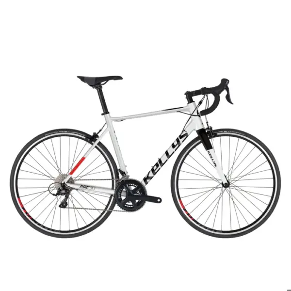 Vélo de route Kellys Arc 30 - blanc - Taille L - Cadre en aluminium, fourche en carbone, 18 vitesses