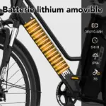 RCB 26" Vélo Électrique Urbain avec APP, 7 Vitesses, Autonomie 30-50 km, Double Frein à Disque, Sacoche Étanche Offerte – Image 4