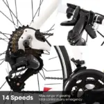 Hiland Véloe Route Course 700c Racing Bike City-Véloe de Route Ville avec 14 Vitesses-Transmission 57cm-Blanc – Image 4