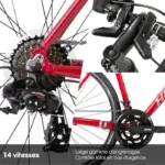 Hiland Vélo de route 28",14 vitesses,cadre en aluminium700c,Cyclisme sur route,pour hommes et femmes,Rose – Image 3