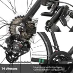 Hiland Road Bike 28 », City Bike, Cadre aluminium 700c, Freins à étrier, Hommes et Femmes, 14 Vitesses, M - Noir – Image 2
