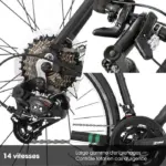 Hiland Vélo de route 28",14 vitesses,cadre en aluminium 700c,vélo de ville,pour hommes et femmes,L,Noir – Image 5