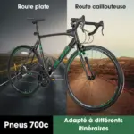 Hiland Road Bike 28 », City Bike, Cadre aluminium 700c, Freins à étrier, Hommes et Femmes, 14 Vitesses, M - Noir – Image 4