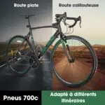 Hiland Vélo de route 28",14 vitesses,cadre en aluminium 700c,vélo de ville,pour hommes et femmes,L,Noir – Image 2