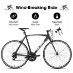 Hiland Vélo hybride urbain 28 pouces – Unisexe – Course urbaine �� Vélo de route – 14 vitesses – Cadre 530 mm – Noir – Image 6