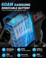 Wallke H9 AWD 2000W double moteur 48V 60AH batterie Samsung 20 pouces VTT Fat Bike Shimano 7 vitesses-Noir – Image 6