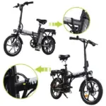 AVDLEU - Vélo Électrique Pliable - Roues 16" - Moteur 250W 25km/h - Batterie 36V 11.4Ah - Autonomie 40-80km (Mode ASSIST) - Noir – Image 3