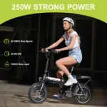 AVDLEU - Vélo Électrique Pliable - Roues 16" - Moteur 250W 25km/h - Batterie 36V 11.4Ah - Autonomie 40-80km (Mode ASSIST) - Noir – Image 4